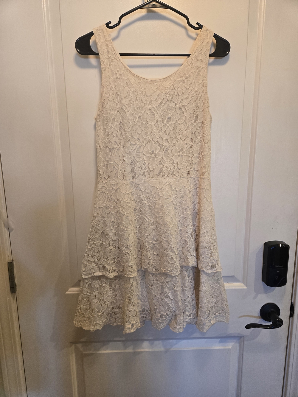 Pinky Cream Lace Tiered Dress
